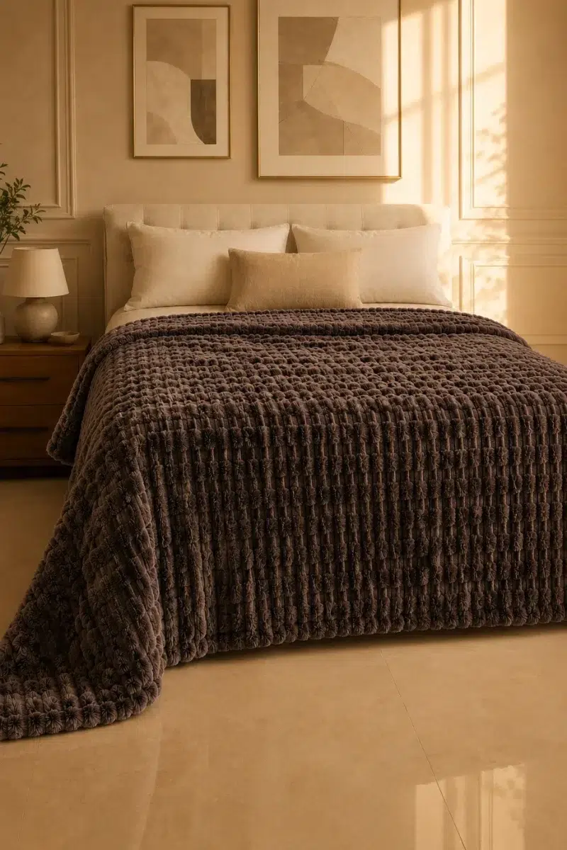 Flannel Fleece Blankets textured chocolate brown
