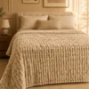 Flannel Fleece Blankets textured cream beige