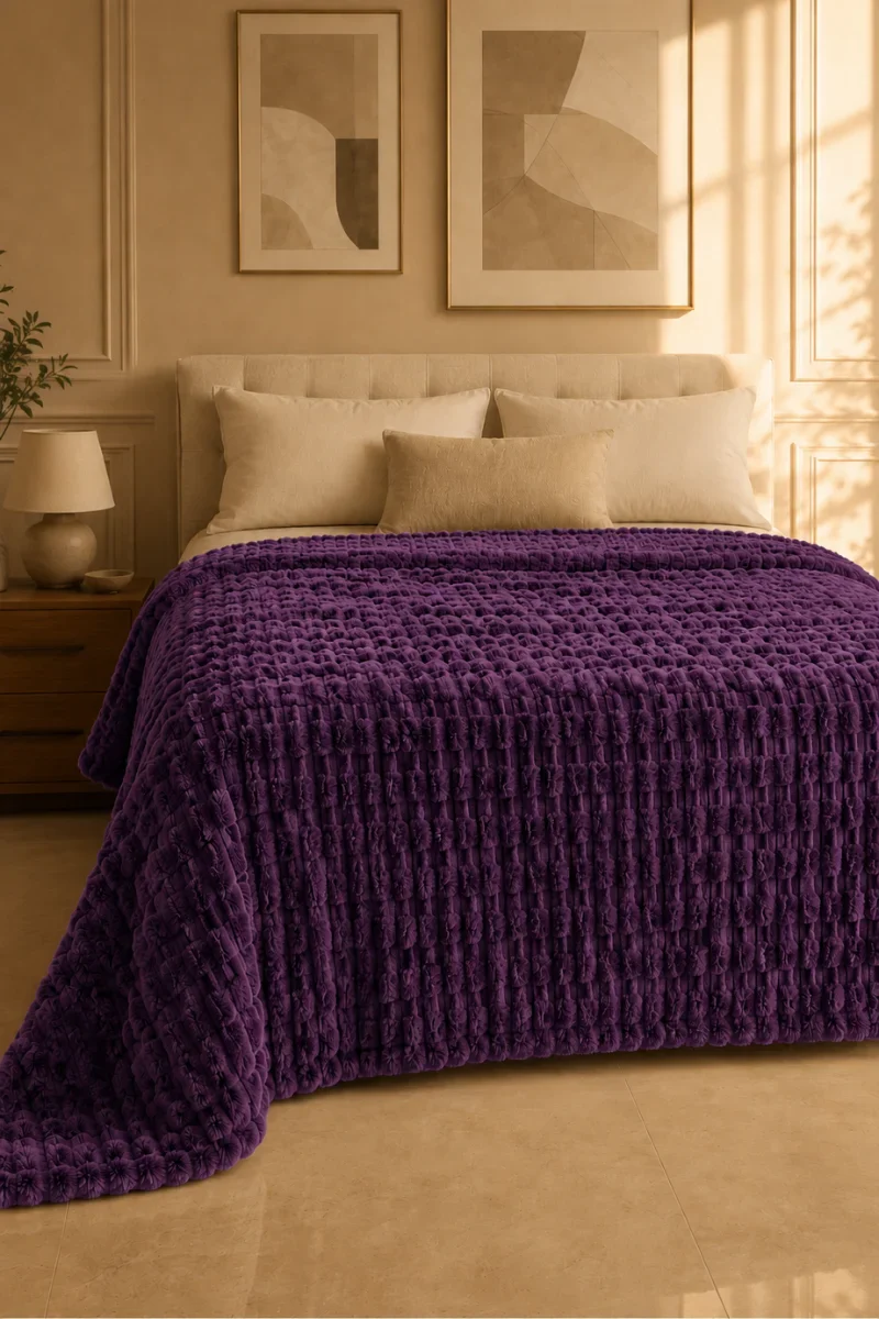 Flannel Fleece Blankets textured purpled