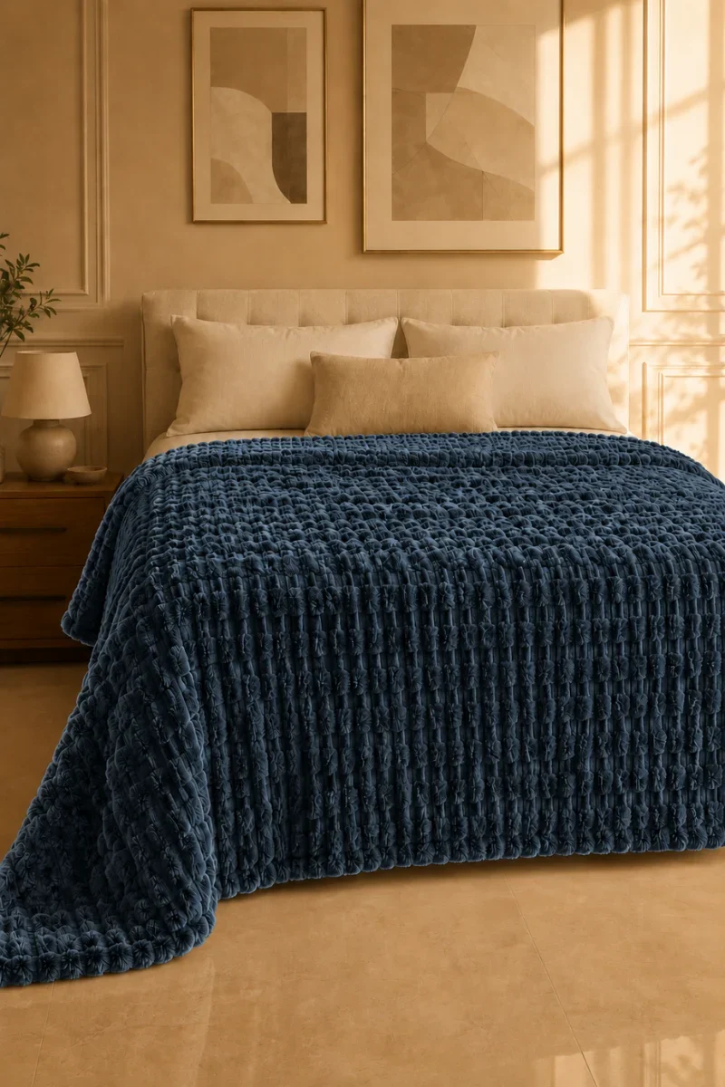 Flannel Fleece Blankets textured slateblue