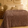 Flannel Fleece Blankets textured dusty brown