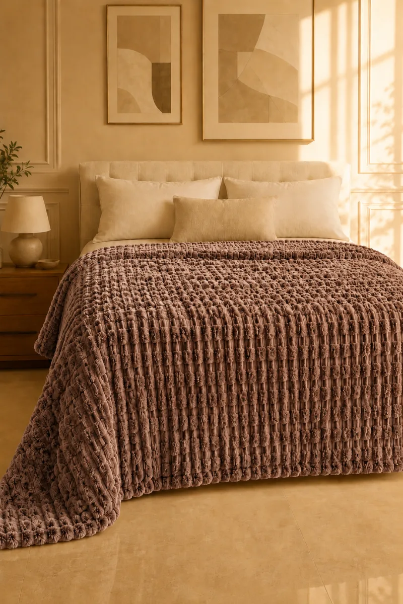 Flannel Fleece Blankets textured dusty brown