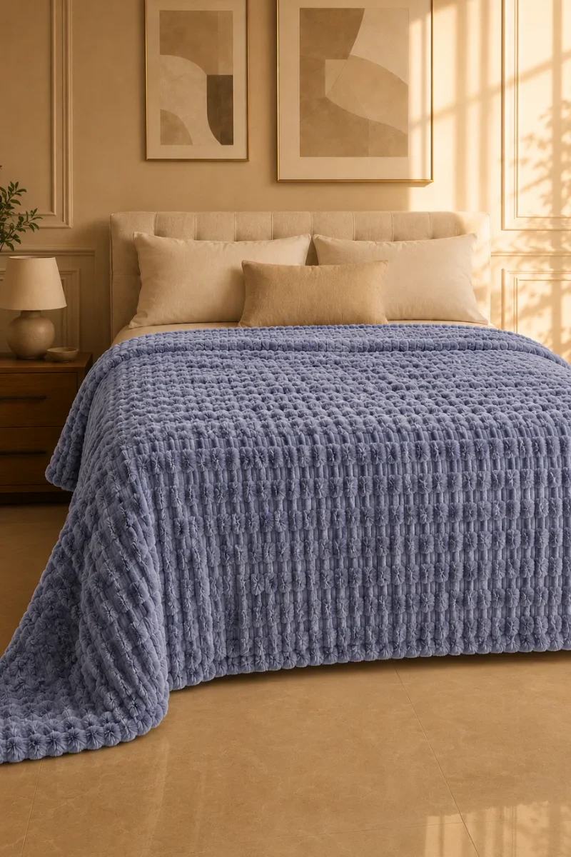 Flannel Fleece Blankets textured ice blue