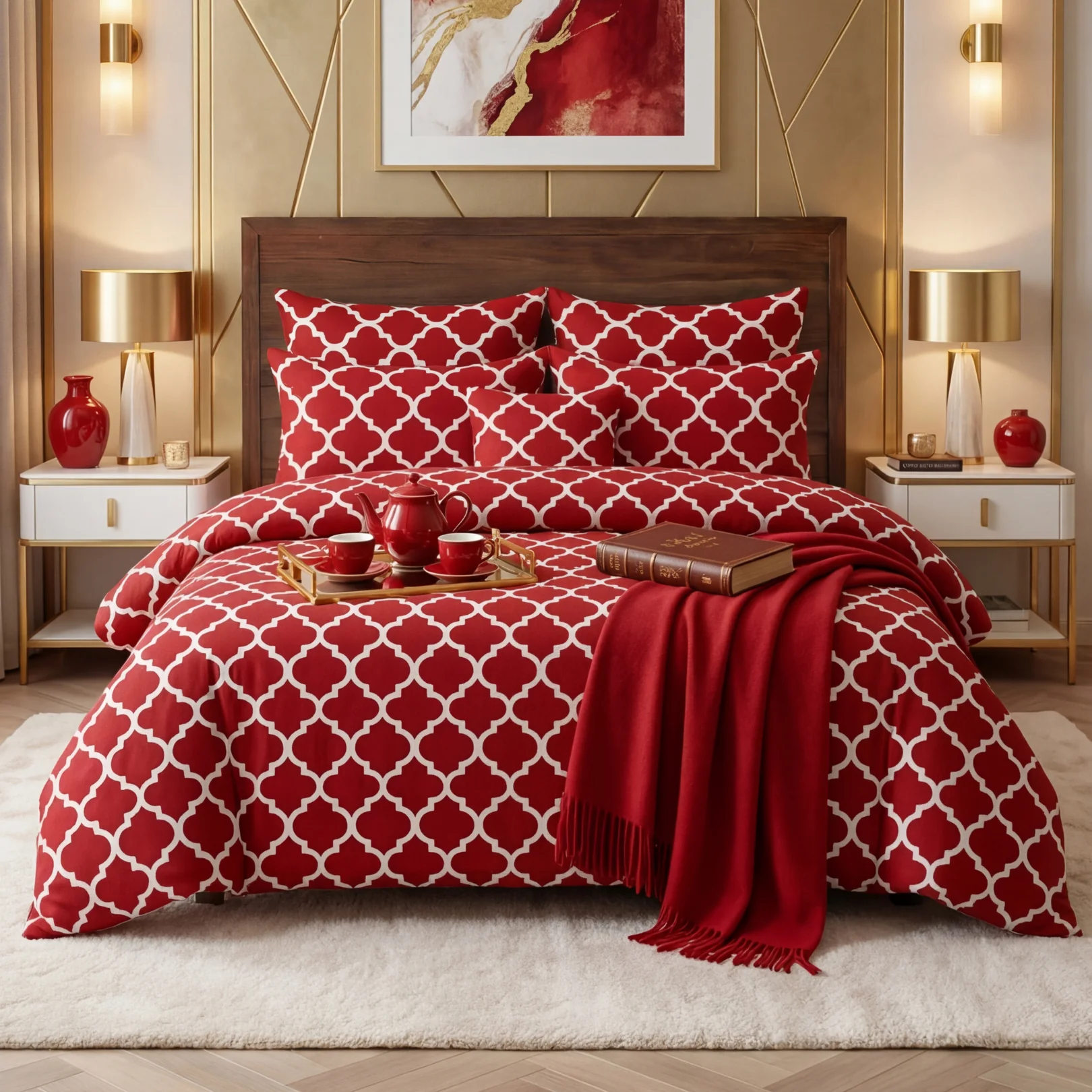 Quilted Comforter Sets red pendora