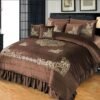 Embossed Velvet Bridal Bed Set Brown1