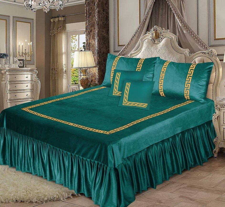 Embossed Velvet BedSheet Teal