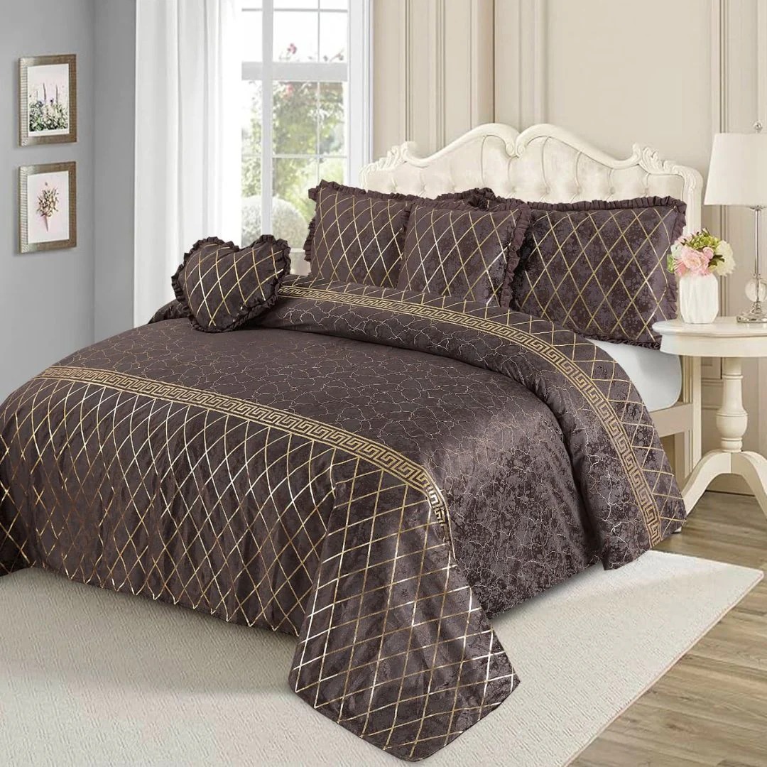 Luxury Elixir Velvet Bedset Brown ( 5 PCS )