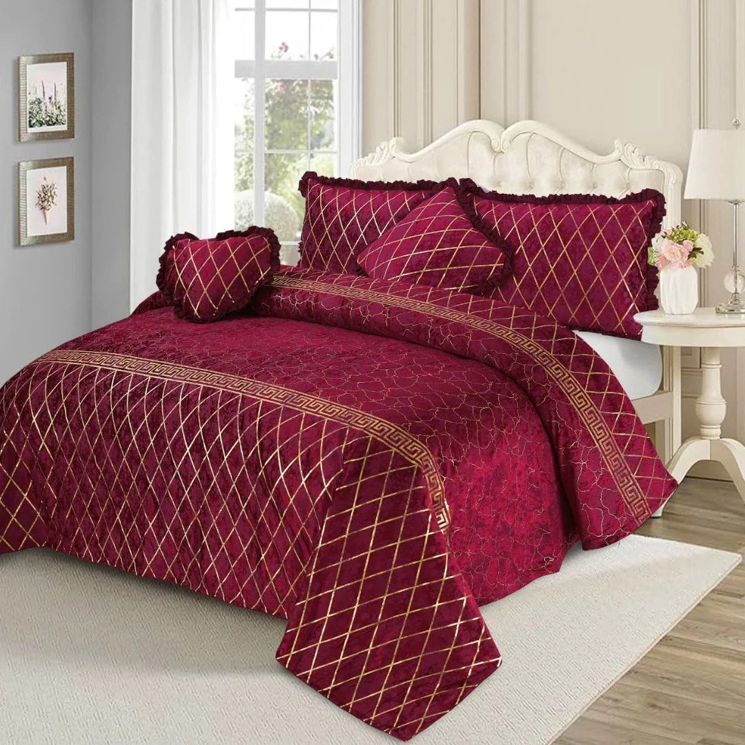 Luxury Elixir Velvet Bedset Maroon