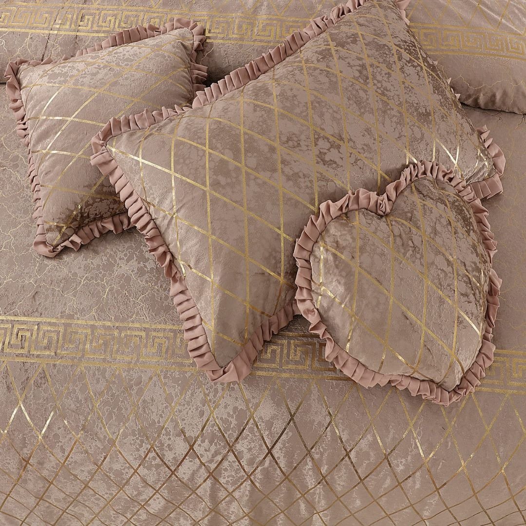 Alternative view of Luxury Elixir Velvet Bedset Peach ( 5 PCS )