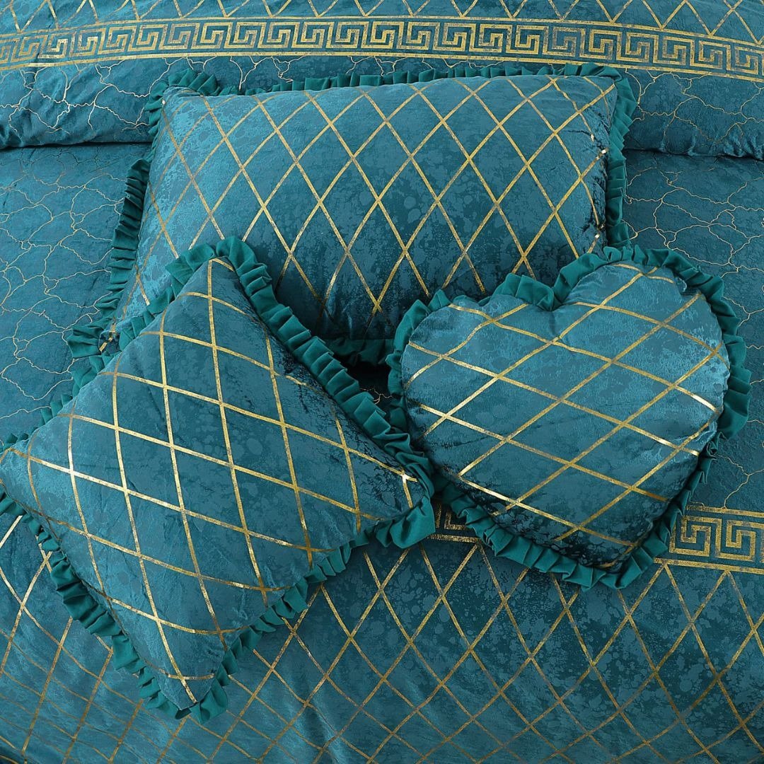 Alternative view of Luxury Elixir Velvet Bedset Teal ( 5 PCS )