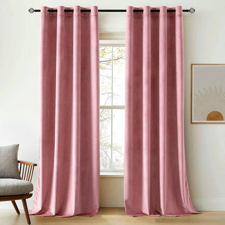 Luxury Velvet Curtains Baby pink