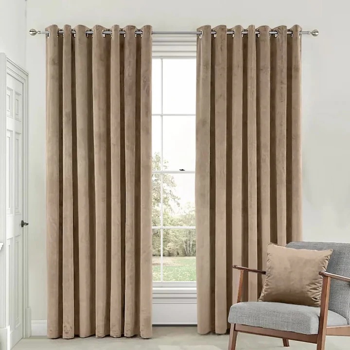 Luxury Velvet Curtains Fawn