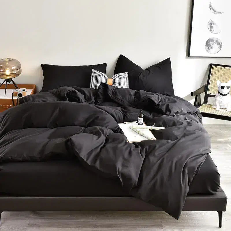 Cotton Reversible Duvet Covers black