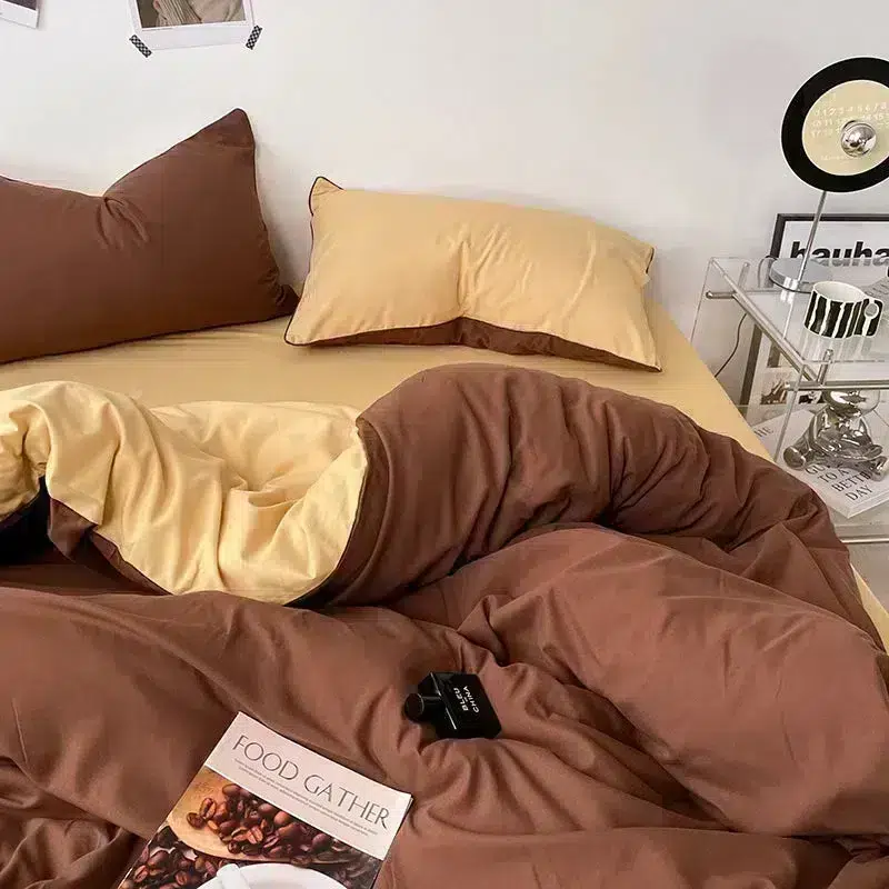 Cotton Reversible Duvet Covers brown golden