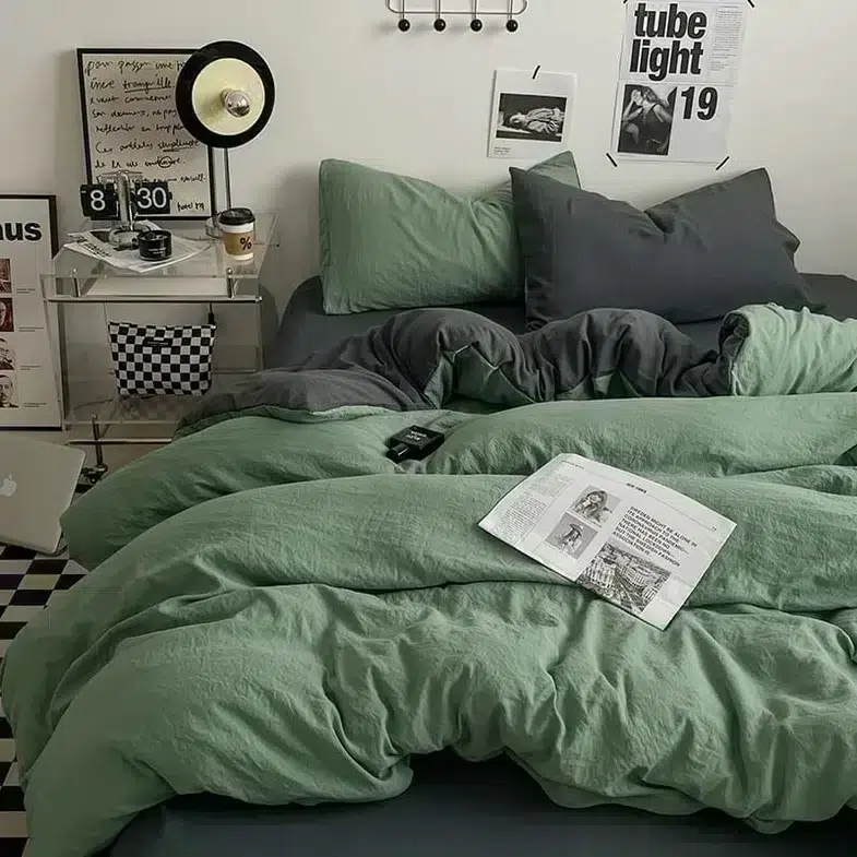 Cotton Reversible Duvet Covers bamboo black