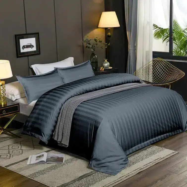 Satin Stripe Duvet Covers charcoal