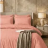 Satin Stripe Duvet Covers coral pink