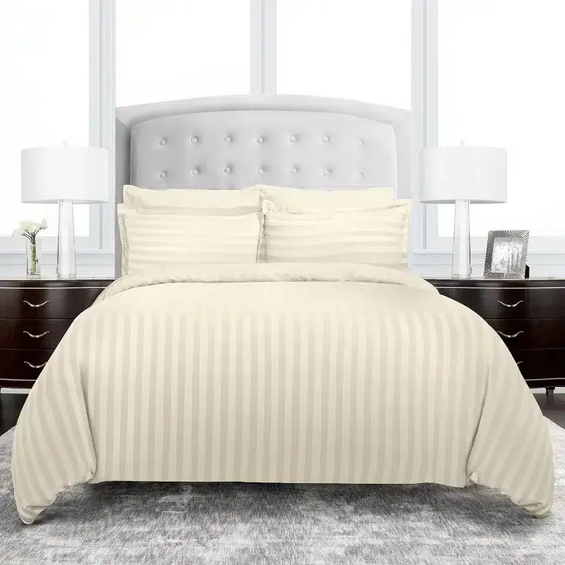 Satin Stripe Duvet Covers cream