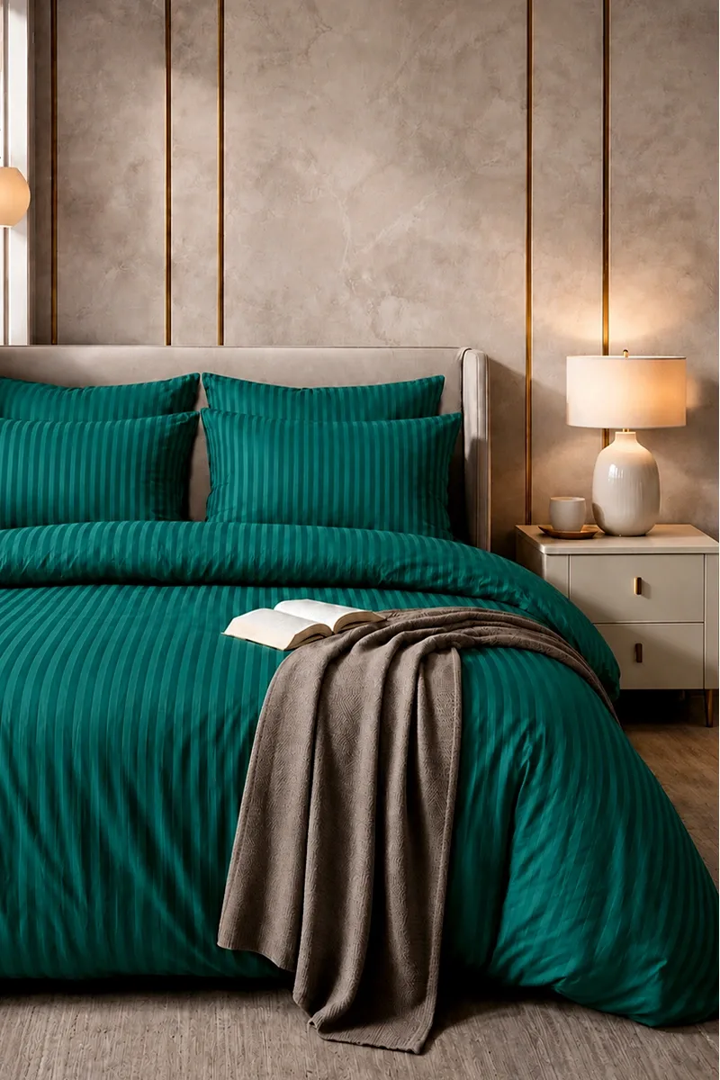Satin Stripe Duvet Covers deep teal