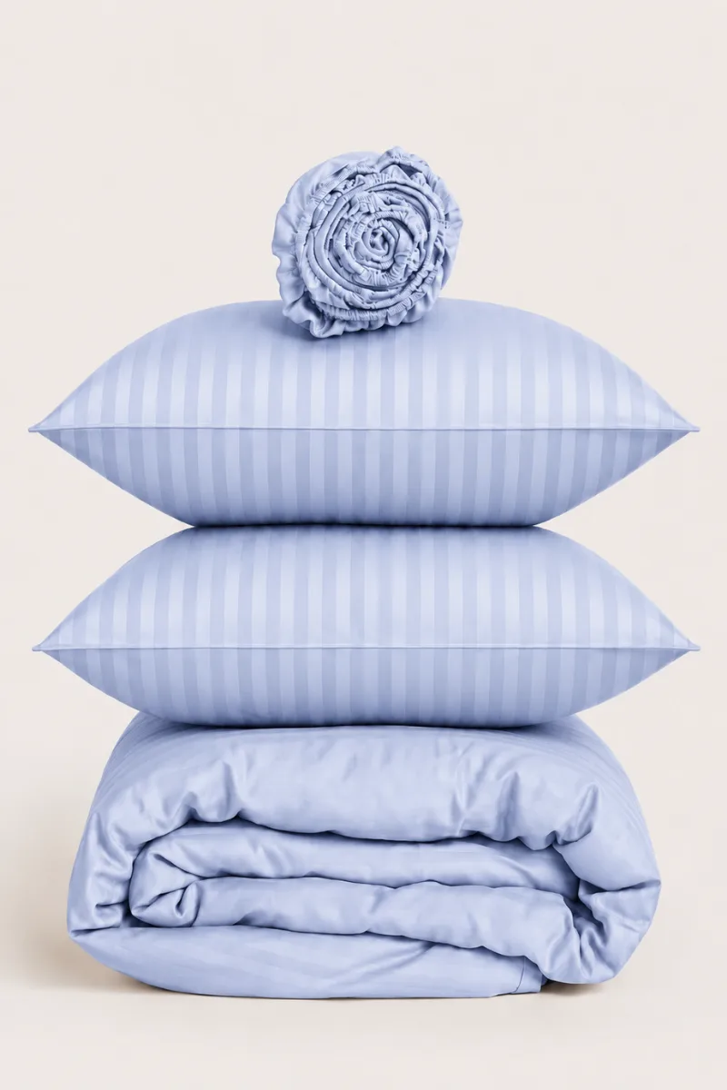 Satin Stripe Duvet Covers iceblue1