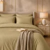 Satin Stripe Duvet Covers khaki