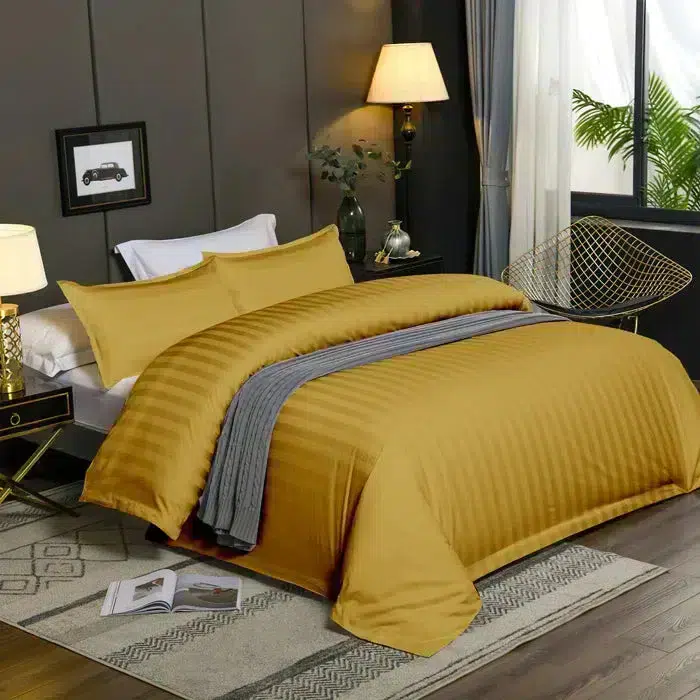 Satin Stripe Duvet Covers mustard