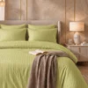 Satin Stripe Duvet Covers pistachio green
