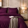 Satin Stripe Duvet Covers rich purple