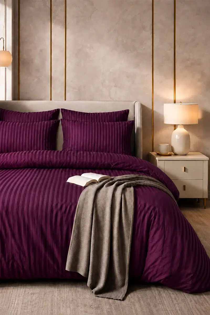 Satin Stripe Duvet Covers rich purple