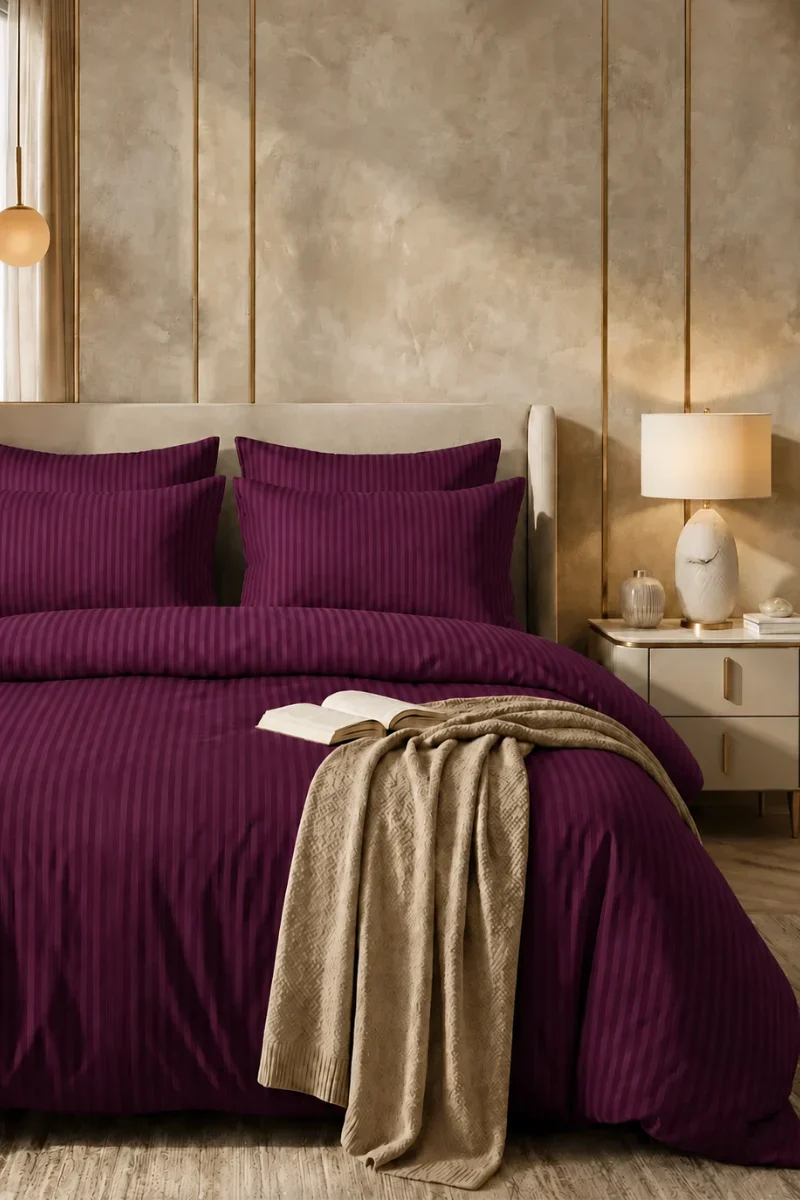 Satin Stripe Duvet Covers plum