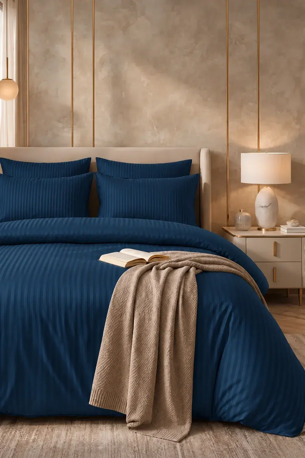 Satin Stripe Duvet Covers royal teal