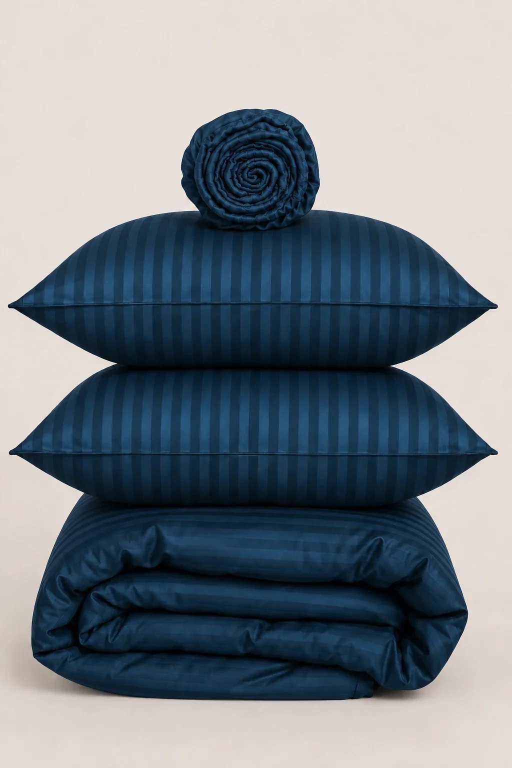 Alternative view of ROYAL TEAL SATIN STRIPE DUVET COVER SET - 6PCS