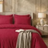 Satin Stripe Duvet Covers scarlet