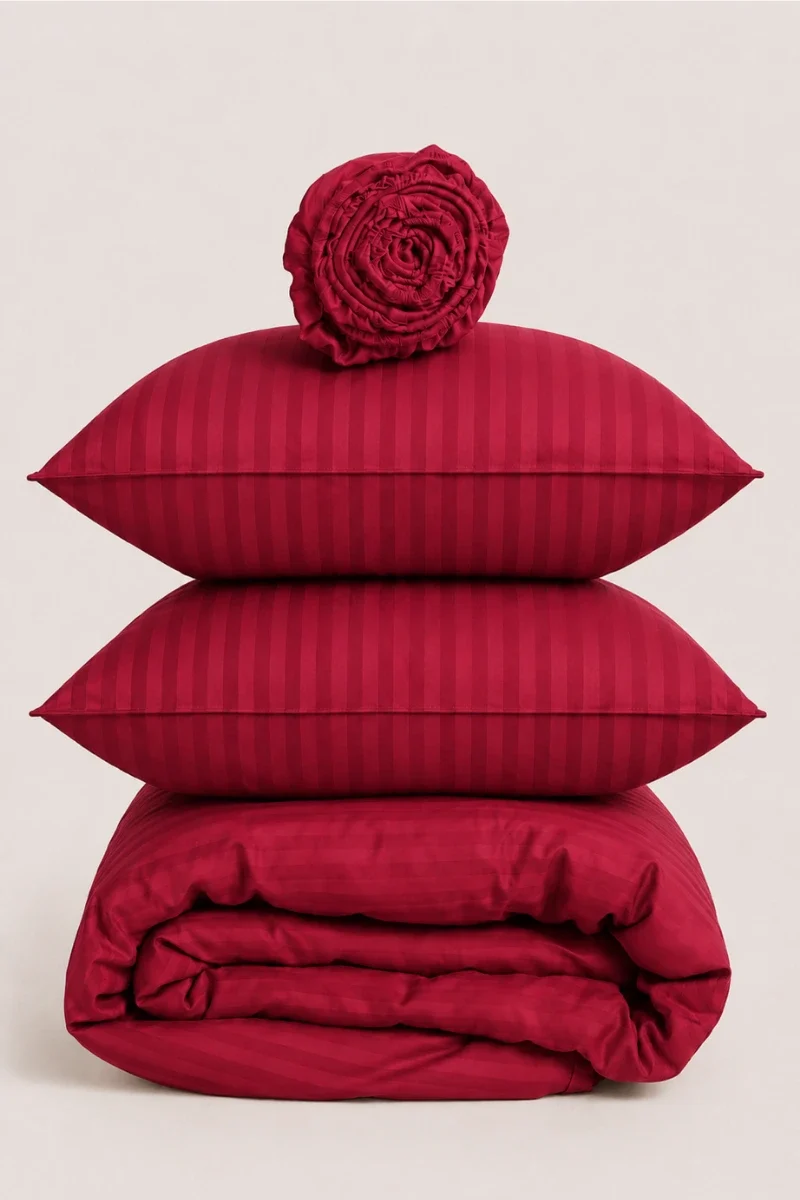 Alternative view of SCARLET SATIN STRIPE DUVET COVER SET - 6PCS