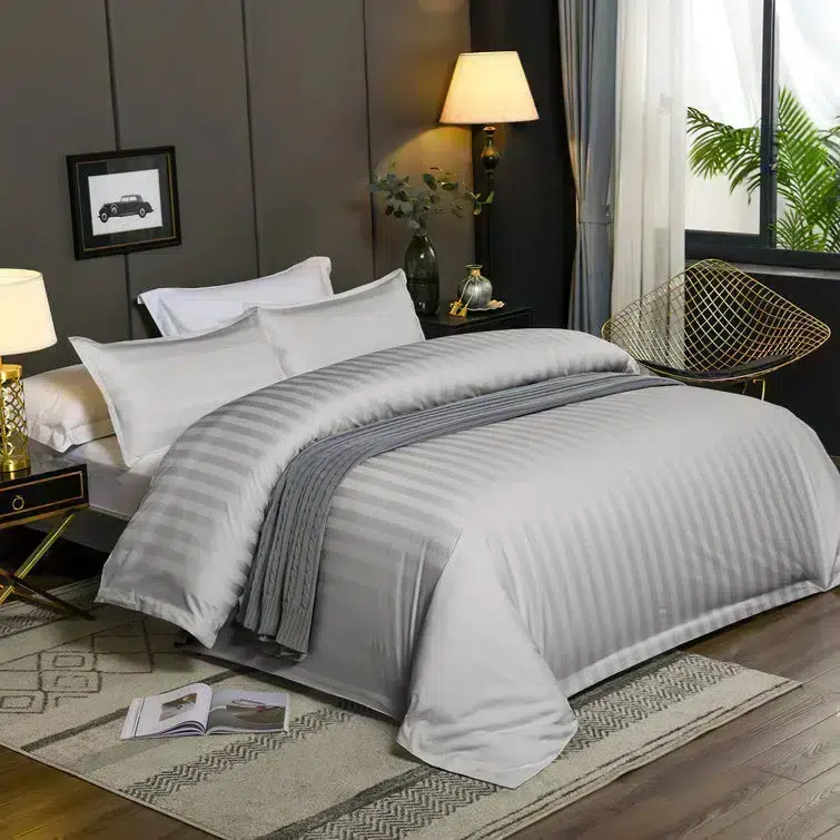 Satin Stripe Duvet Covers silver