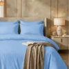Satin Stripe Duvet Covers skyblue