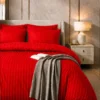 Satin Stripe Duvet Covers vivid redd
