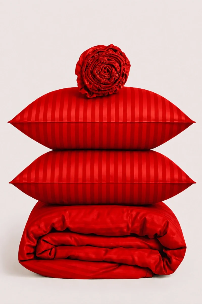 Satin Stripe Duvet Covers red1