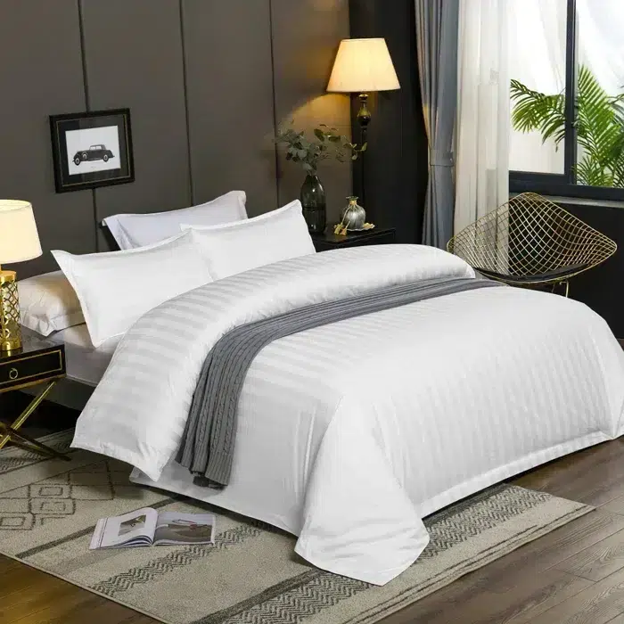 Satin Stripe Duvet Covers white