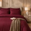 Satin Stripe Duvet Covers wine redd