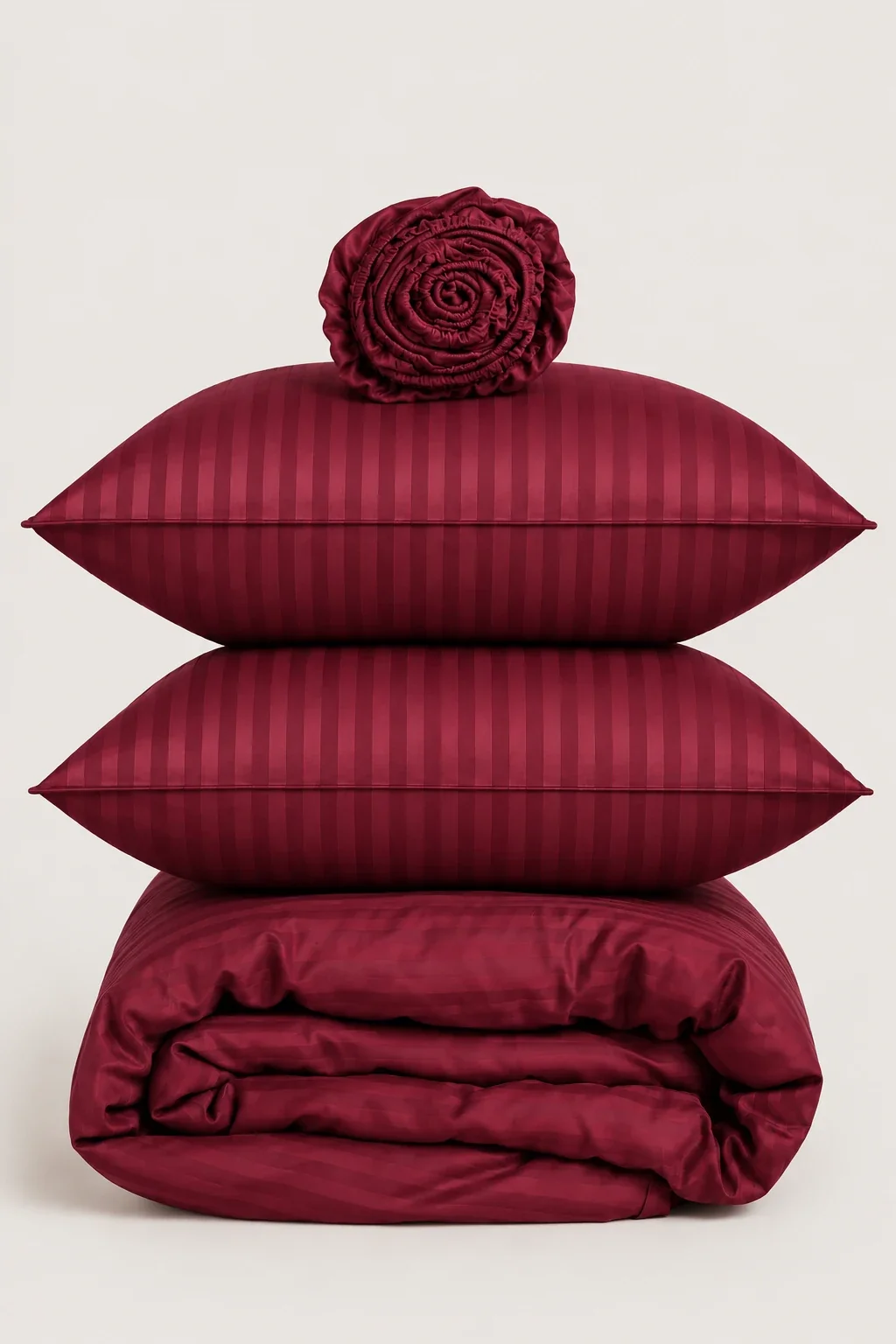 Satin Stripe Duvet Covers wine red1