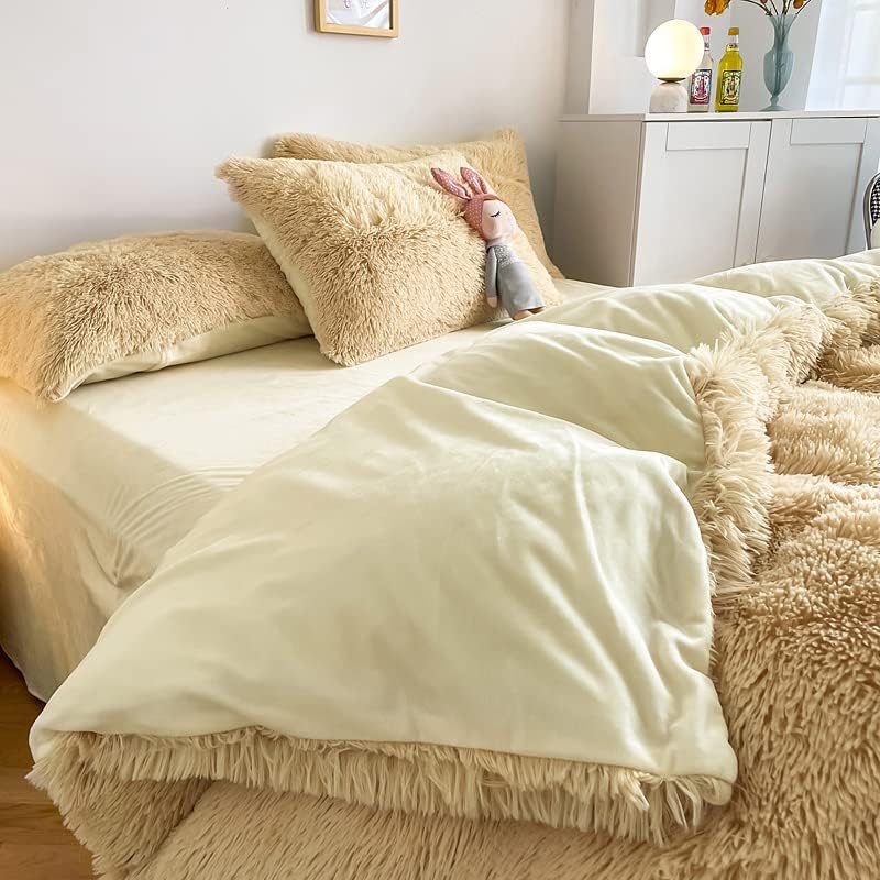 Shaggy Duvet Sets beige 2