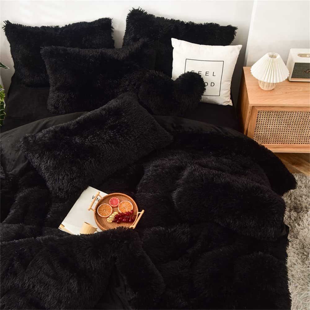 Alternative view of Shaggy Duvet Set - Black