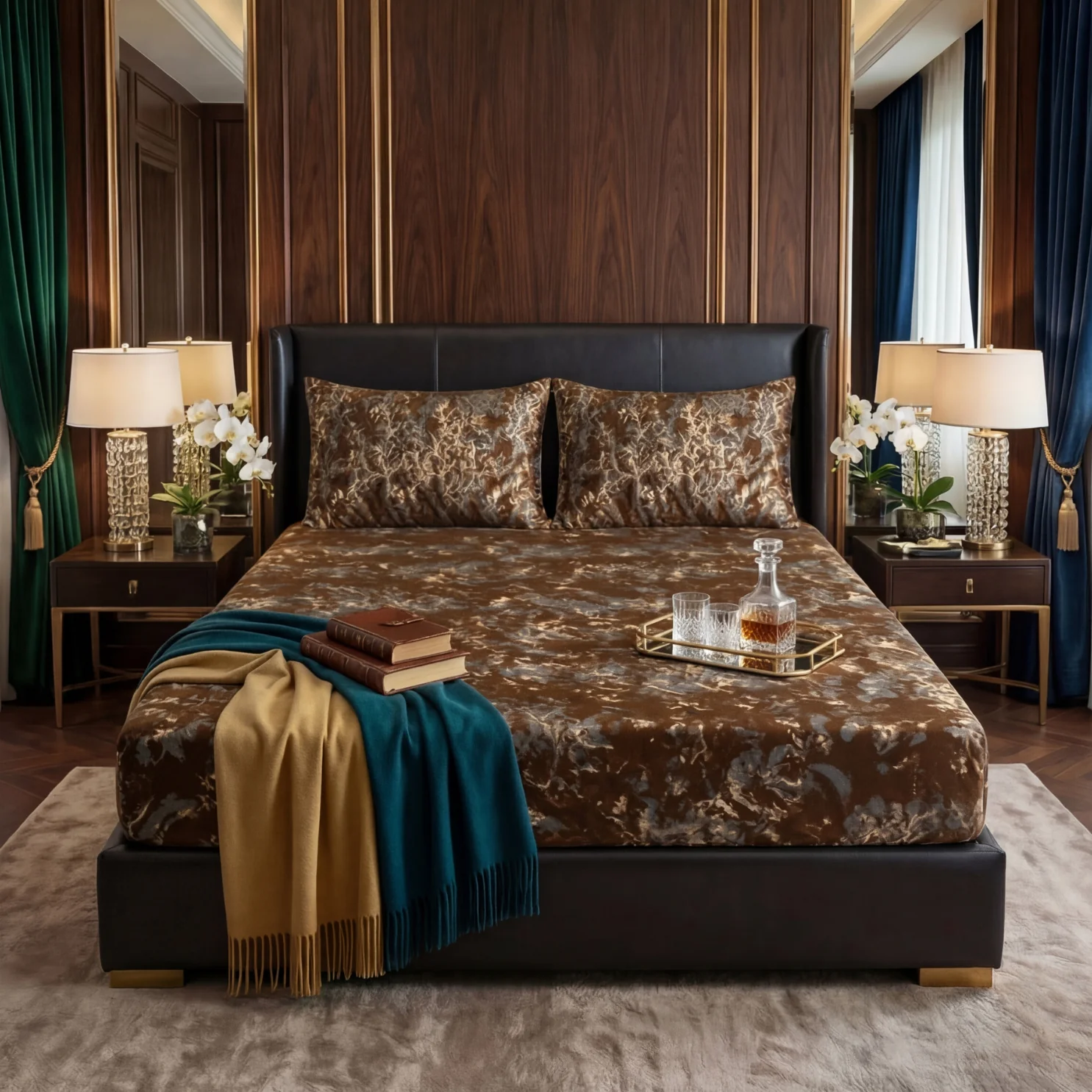 Velvet Fitted Bed Sheet t brown