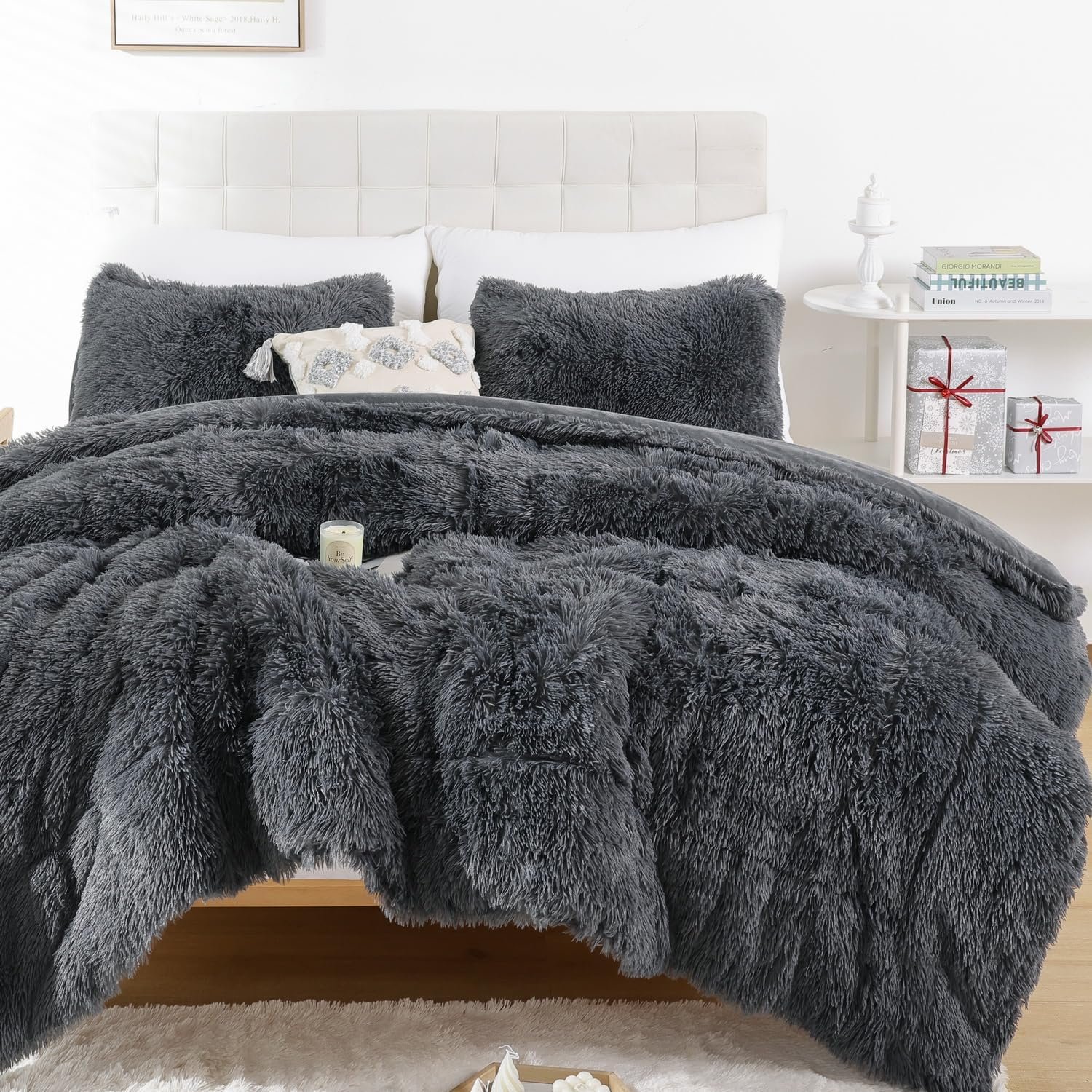 Shaggy Duvet Sets charcoal grey