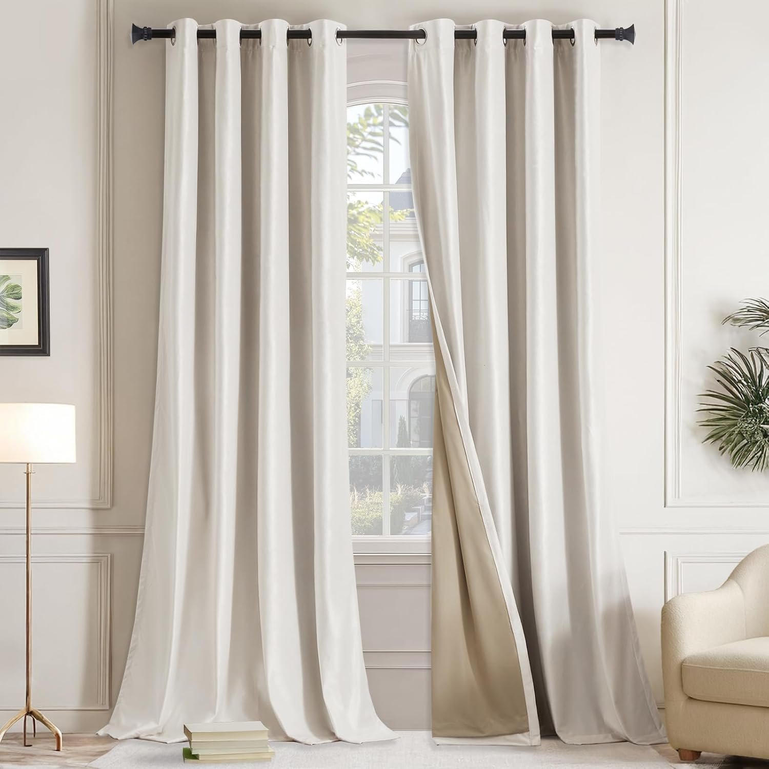 Velvet blackout curtains cream