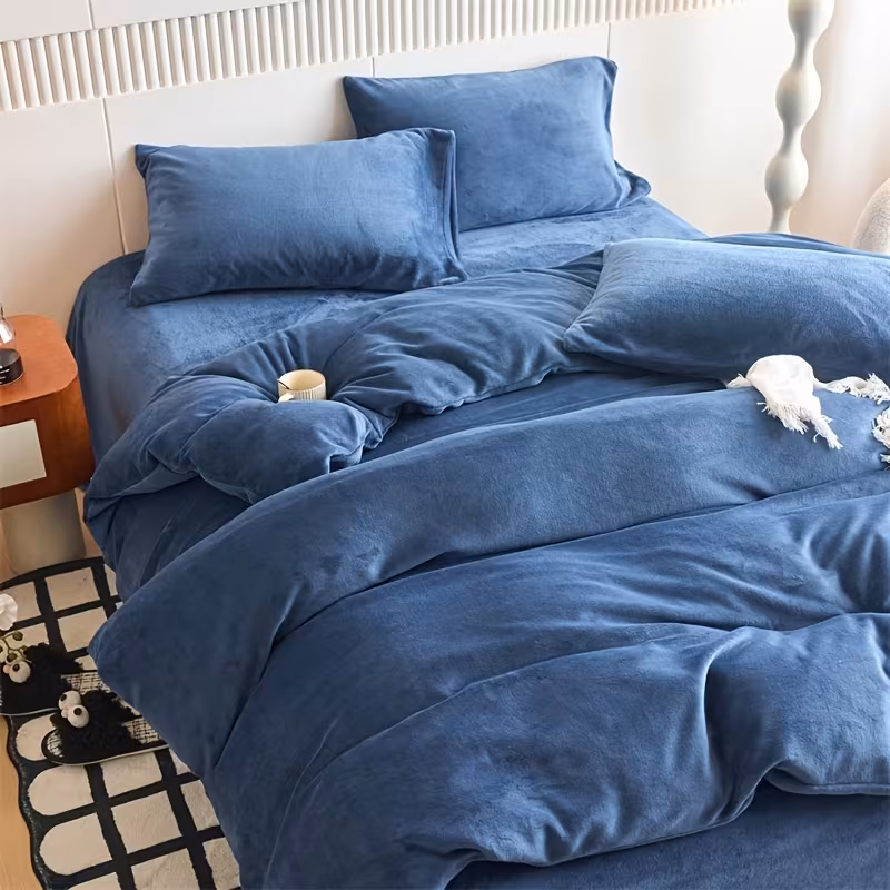 Alternative view of Velvet Reversible Duvet Cover Set - Denim Blue