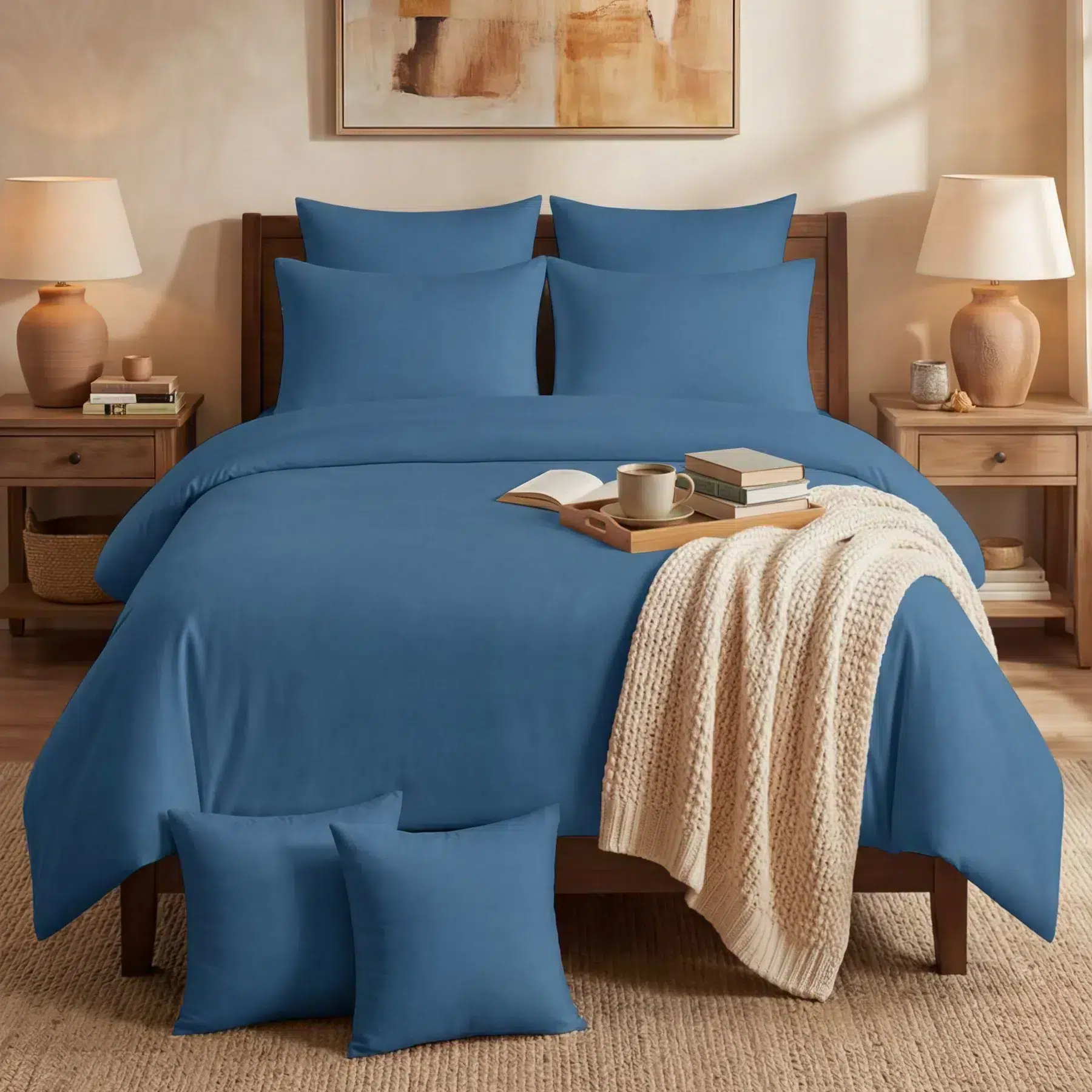 Cotton Duvet Covers dusty blue