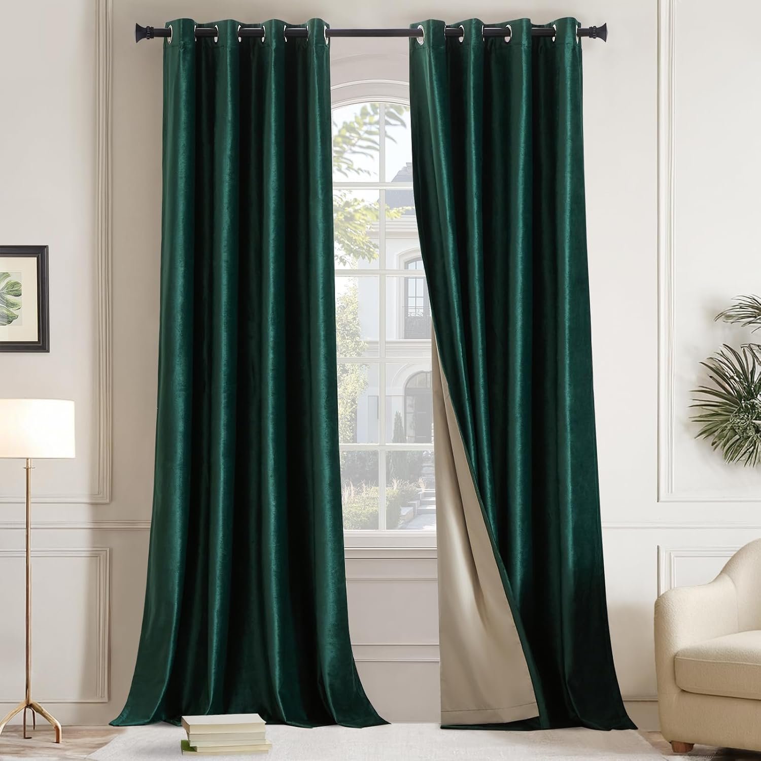 Velvet blackout curtains emerald