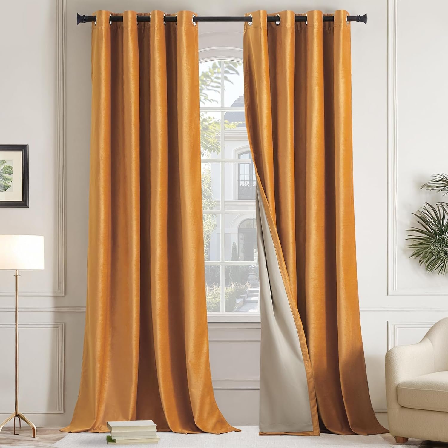 Velvet blackout curtains golden
